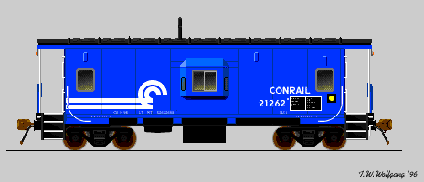 N-21 bay window caboose, standard length logo.